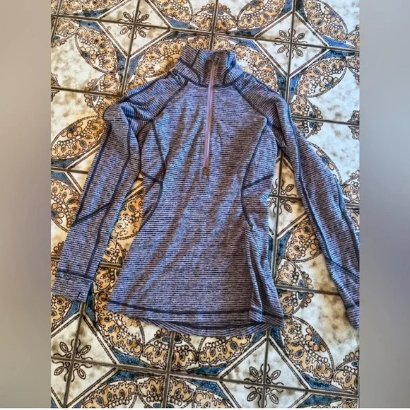 Lululemon Athletica Orange and Gray Fitted Long Sleeve Hoodie - Picture 4 of 8